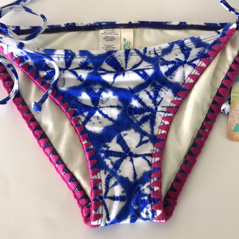 Hobie blue cream swim bottom size M NWT